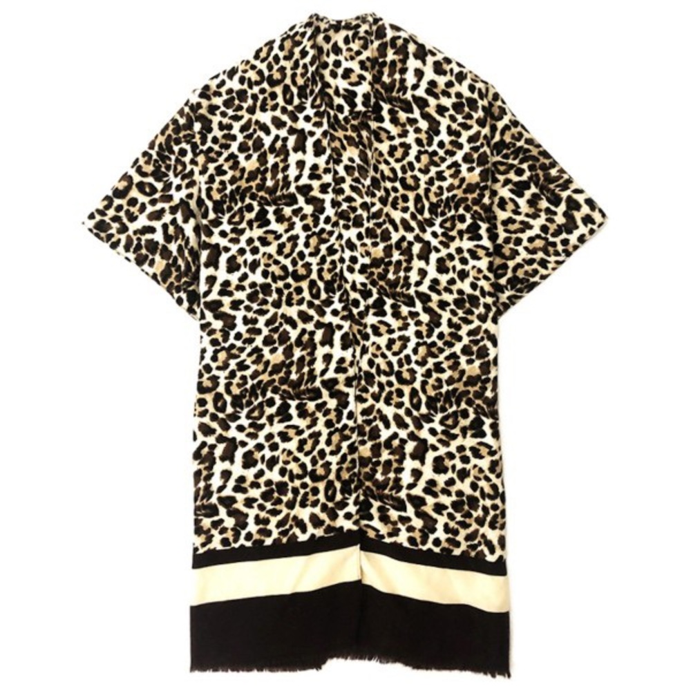 Lightweight Leopard Print Bordered Kimono